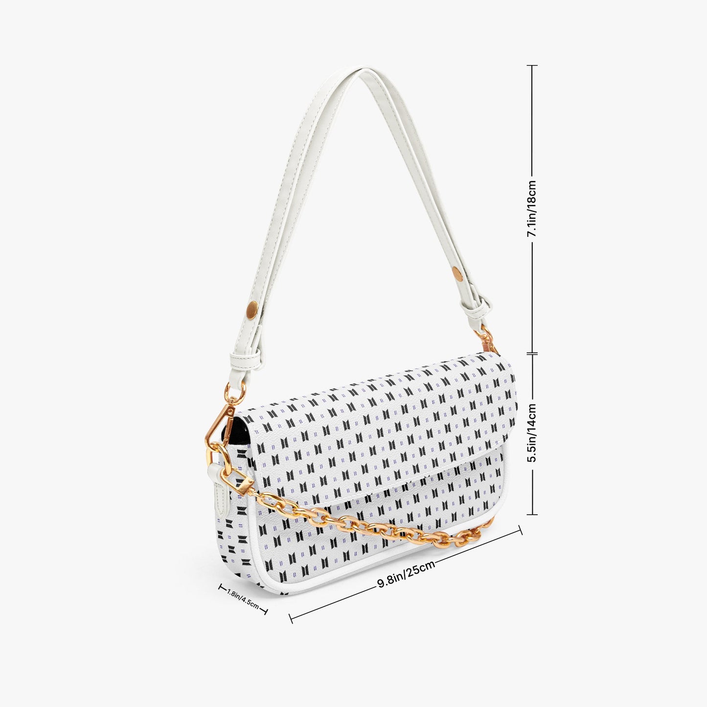 BTS Leather Purse - With Black Logos on White Leather - Women’s Underarm Bag - Beyond The Shoppe