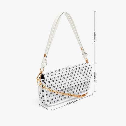 BTS Leather Purse - With Black Logos on White Leather - Women’s Underarm Bag - Beyond The Shoppe