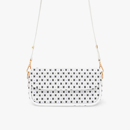 BTS Leather Purse - With Black Logos on White Leather - Women’s Underarm Bag - Beyond The Shoppe