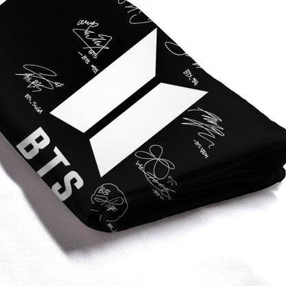 BTS Logo and Signature Horizontal Polyester Wall Tapestry (80*60inch) - Beyond The Shoppe