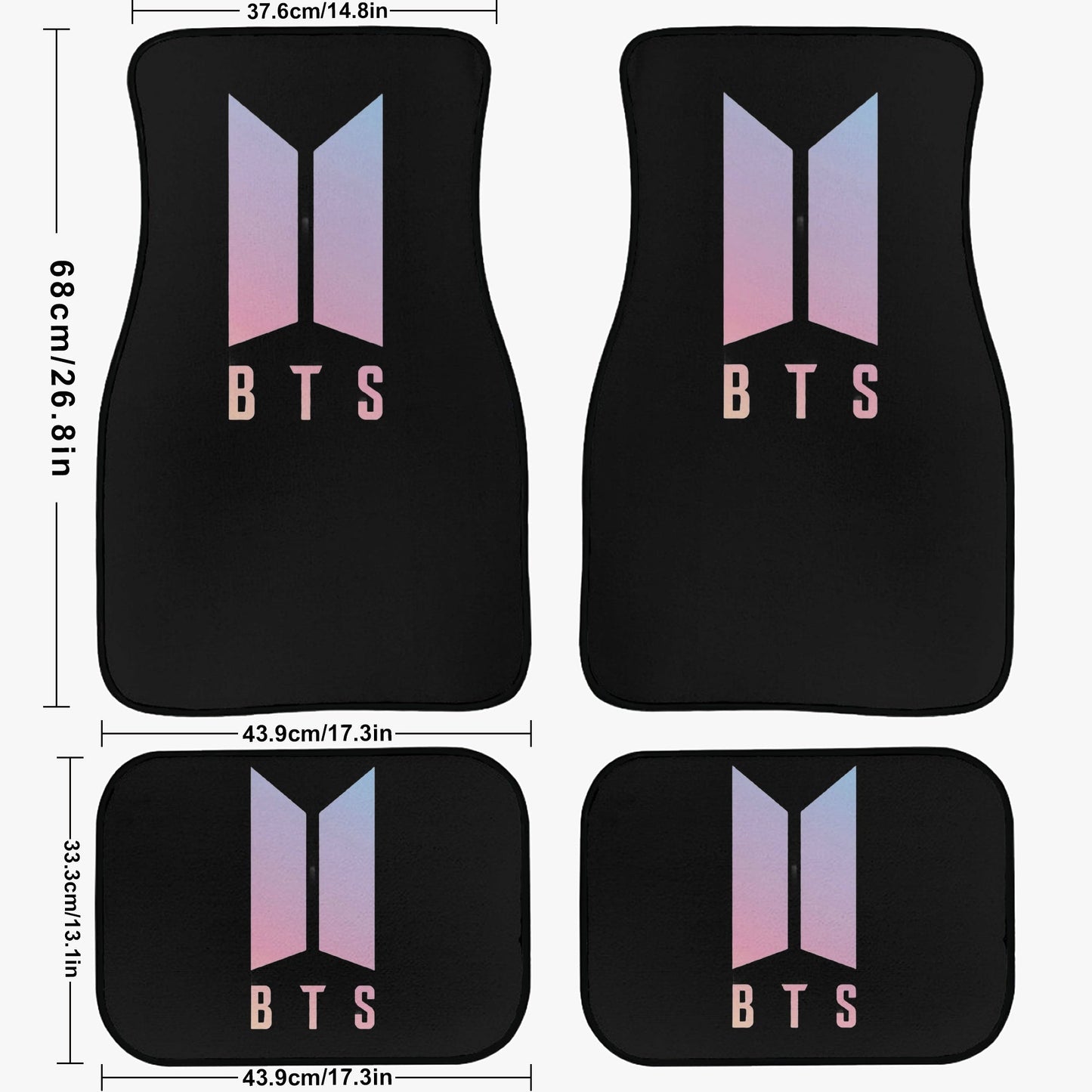 BTS Logo Car Mats - Set of 4 - BTS Car Accessories - Bangtan Car mats - Kpop car mats - BTS Car Mats (Set of 4) - Beyond The Shoppe