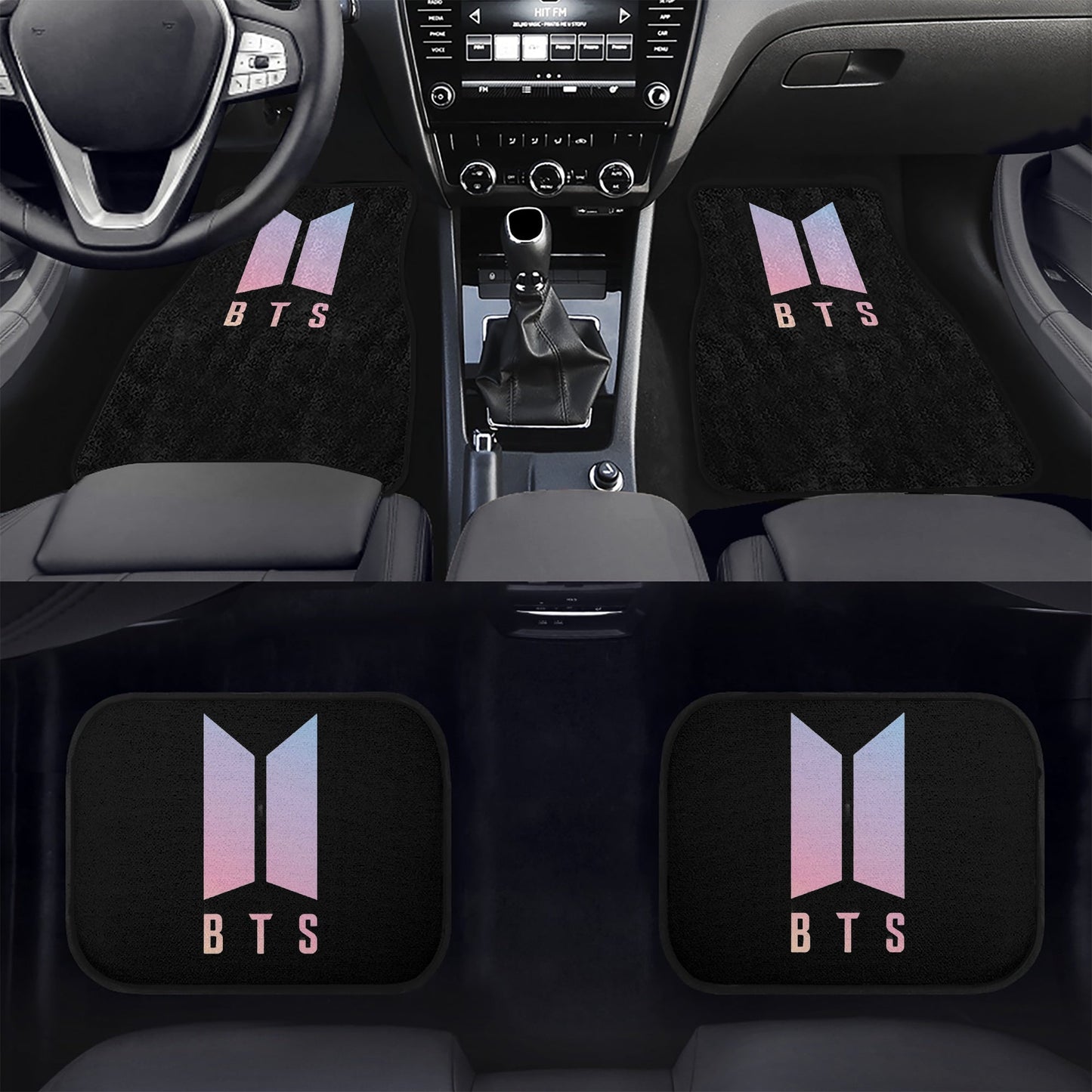 BTS Logo Car Mats - Set of 4 - BTS Car Accessories - Bangtan Car mats - Kpop car mats - BTS Car Mats (Set of 4) - Beyond The Shoppe