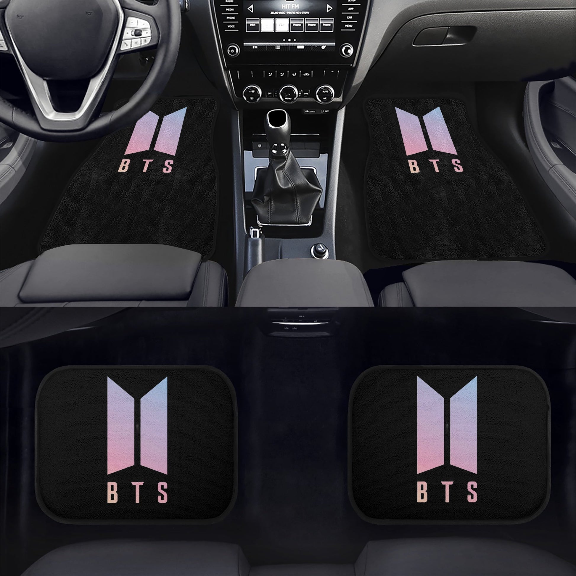 BTS Logo Car Mats - Set of 4 - BTS Car Accessories - Bangtan Car mats - Kpop car mats - BTS Car Mats (Set of 4) - Beyond The Shoppe