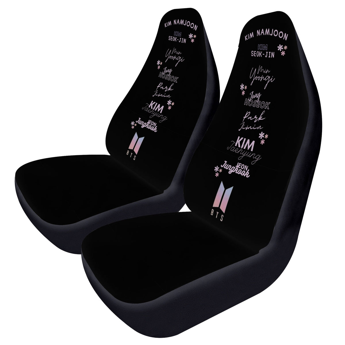 BTS Name Chant Car Micrfiber Seat Covers - Set of 2 - Ot7 Names Fanchant Car Seat Covers - Bangtan Army Car Accessories - ARMY gift - Beyond The Shoppe