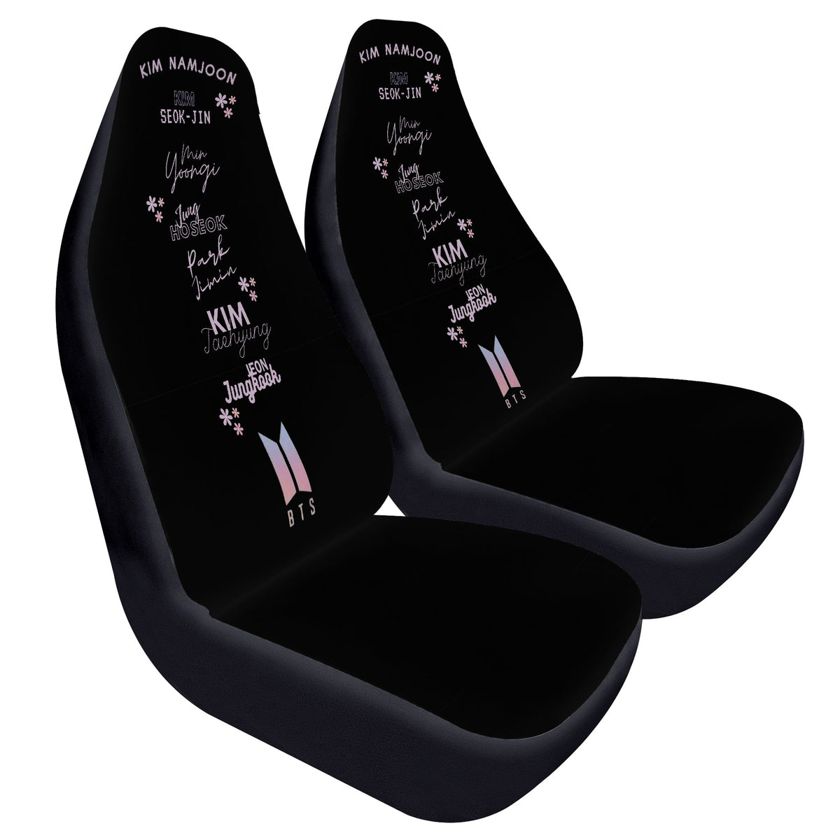 BTS Name Chant Car Micrfiber Seat Covers - Set of 2 - Ot7 Names Fanchant Car Seat Covers - Bangtan Army Car Accessories - ARMY gift - Beyond The Shoppe
