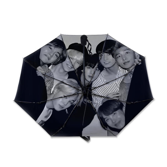 BTS OT7 Black & White Umbrella - RM Jin JHope Suga Jimin V & JK - Beyond The Shoppe