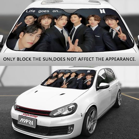 BTS OT7 Car Sun Shade - Now in 3 sizes! BT21 Car Sun Shade - Sun Visor - Gift for Bangtan Fan, Army Car Sunshade BTS - K - Pop Car - Beyond The Shoppe