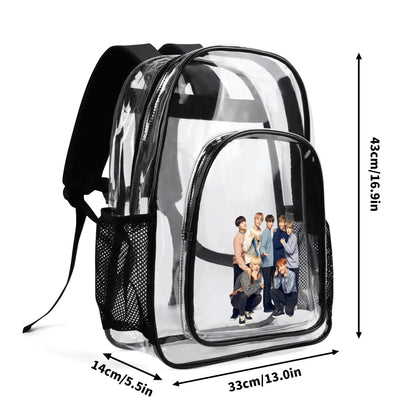 BTS OT7 Clear Backpack 17 Inch PVC Transparent Bookbag - Beyond The Shoppe