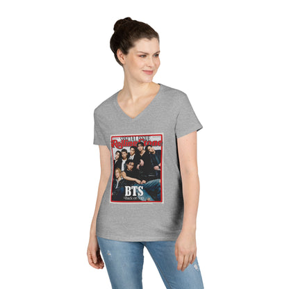 BTS OT7 Deep V - Neck Tee - Tshirt with Rolling Stones Cover Graphic & BTS Members Names on Back - 6 Sizes - Beyond The Shoppe