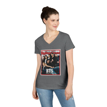 BTS OT7 Deep V - Neck Tee - Tshirt with Rolling Stones Cover Graphic & BTS Members Names on Back - 6 Sizes - Beyond The Shoppe