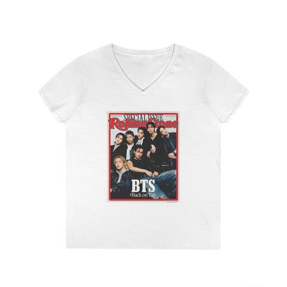BTS OT7 Deep V - Neck Tee - Tshirt with Rolling Stones Cover Graphic & BTS Members Names on Back - 6 Sizes - Beyond The Shoppe