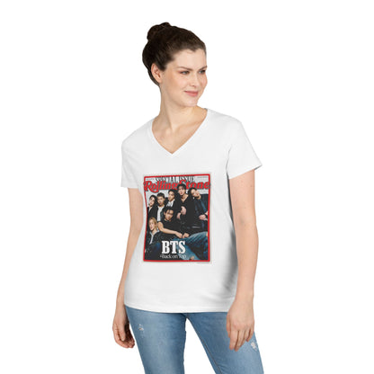 BTS OT7 Deep V - Neck Tee - Tshirt with Rolling Stones Cover Graphic & BTS Members Names on Back - 6 Sizes - Beyond The Shoppe