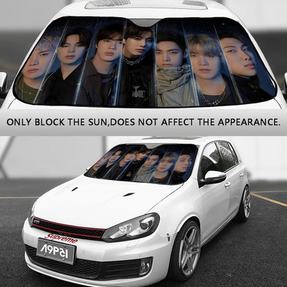BTS OT7 Faces - Now in 3 sizes! BT21 Car Windshield Sun Shade - Gift for Bangtan Fan, Army Car Sunshade BTS - K - Pop Car - Beyond The Shoppe
