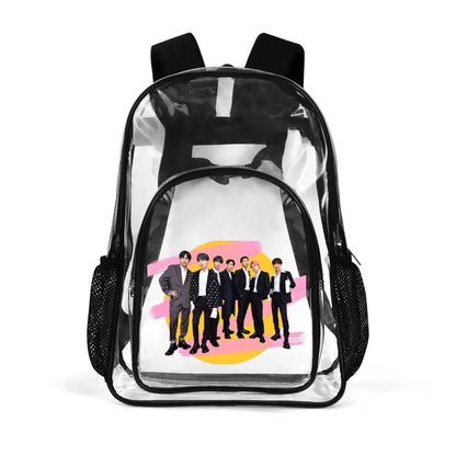 BTS OT7 Permission to Dance Clear Backpack 17 Inch PVC Transparent Bookbag - Beyond The Shoppe