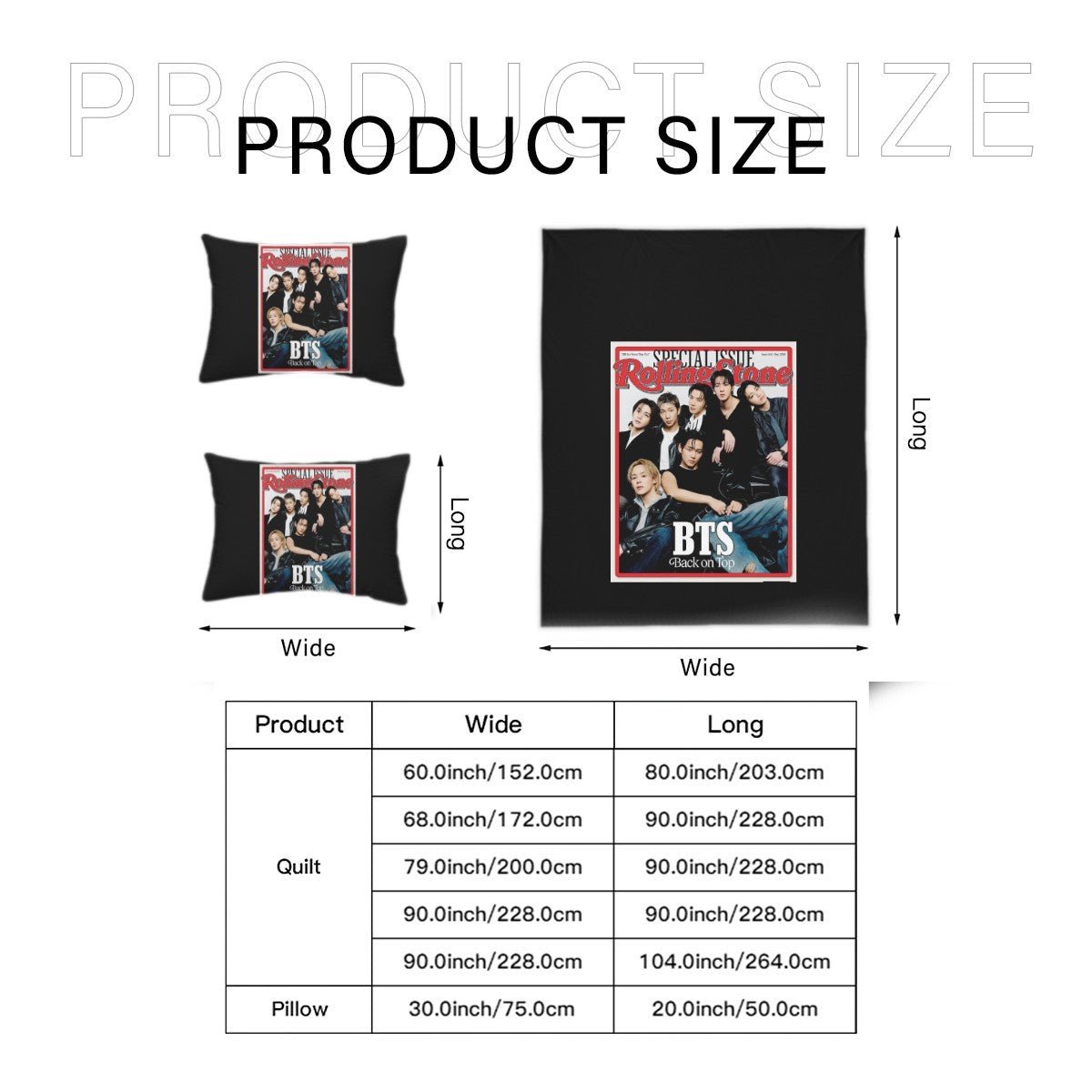 BTS OT7 Rolling Stones Magazine Cover Printed Duvet Cover 3 - Piece Set - Duvet with 2 pillowcases - in 4 sizes! - Beyond The Shoppe
