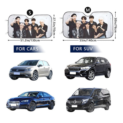 BTS OT7 Sun Shade - Windshield Cover - KPop Themed - Great gift! Car Window Shield - Windshield Protector - Beyond The Shoppe