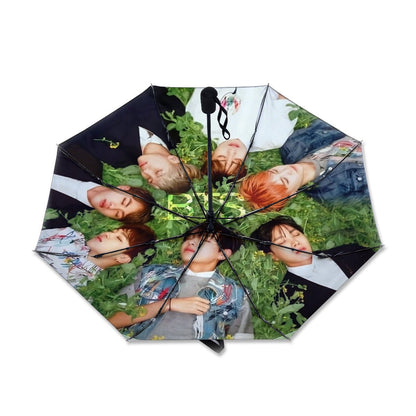 BTS OT7 Umbrella with BTS laying in the grass - RM, Jin, JHope, Suga, Jimin, V & JK - Beyond The Shoppe