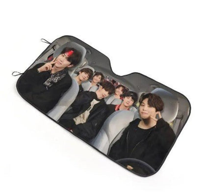 BTS OT7 with Jimin driving! Car Windshield Sun Shade - Immediate shipping! - Large Size 63.0"x36.0" - Beyond The Shoppe