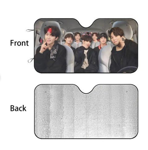 BTS OT7 with Jimin driving! Car Windshield Sun Shade - Immediate shipping! - Large Size 63.0"x36.0" - Beyond The Shoppe