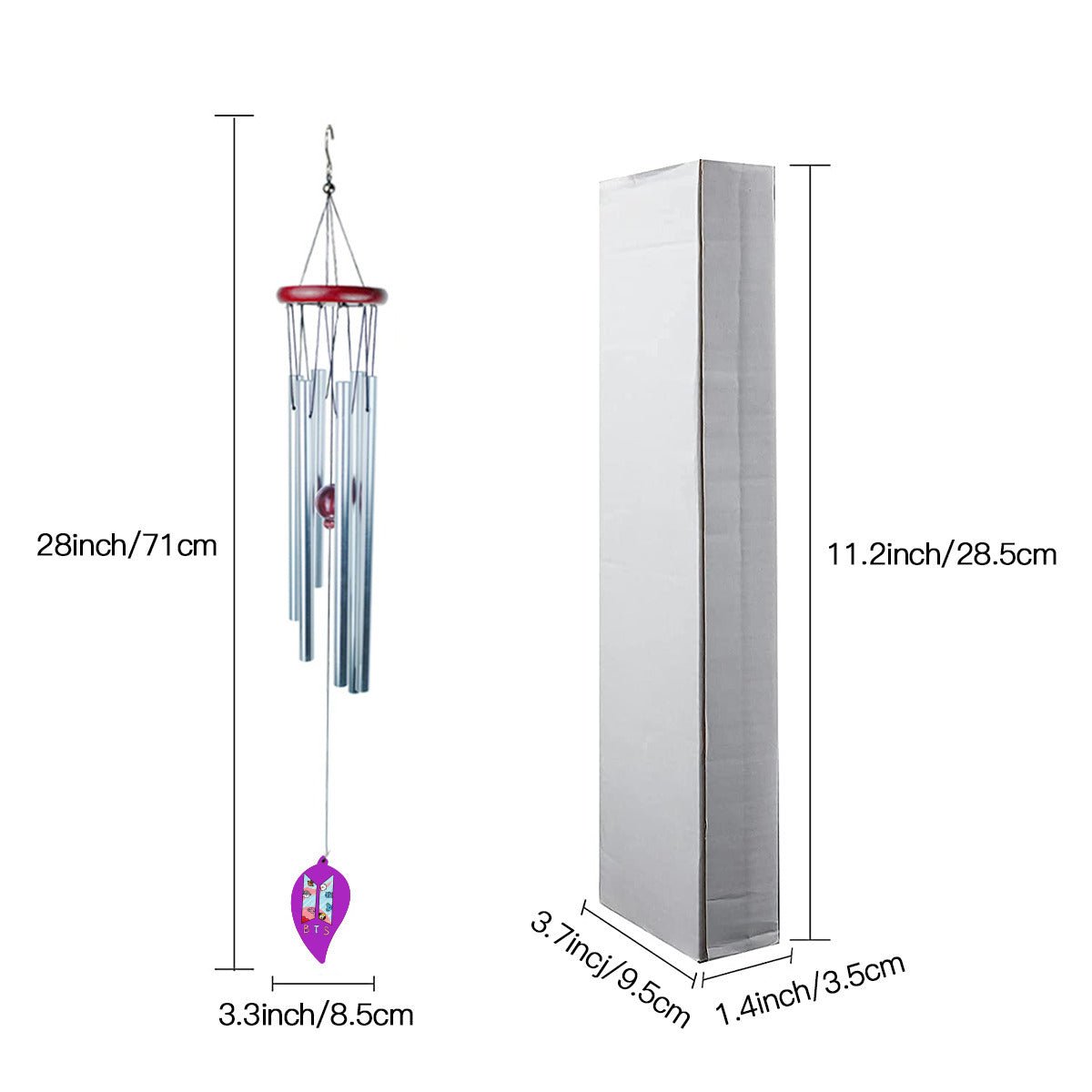 BTS Purple Aluminum Wind chimes - Great for your garden or patio! Kpop decor! - Beyond The Shoppe
