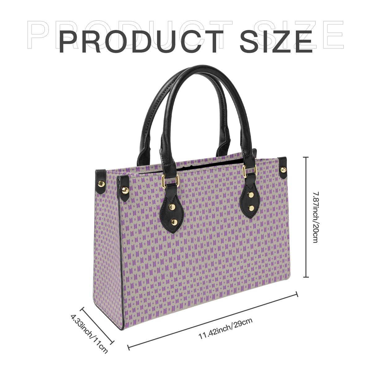 BTS Purse with Purple Logo on Taupe Leather - Women’s Tote Bag - Beyond The Shoppe
