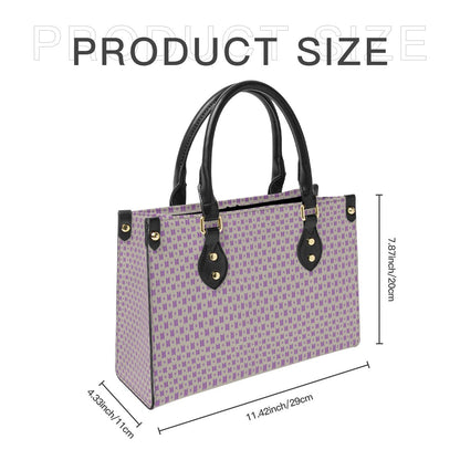 BTS Purse with Purple Logo on Taupe Leather - Women’s Tote Bag - Beyond The Shoppe