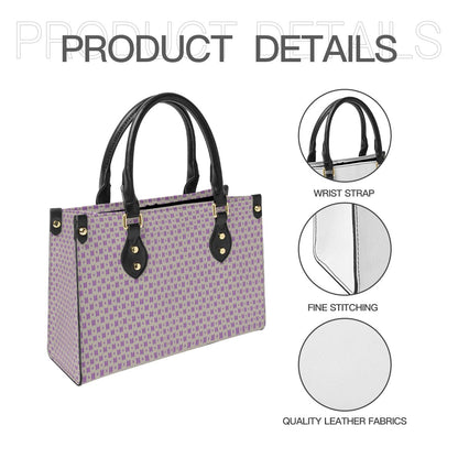 BTS Purse with Purple Logo on Taupe Leather - Women’s Tote Bag - Beyond The Shoppe