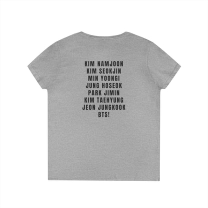 BTS RM Deep V - Neck Tee - Tshirt with Rolling Stones Cover Graphic & BTS Members Names on Back - 6 Sizes - Beyond The Shoppe