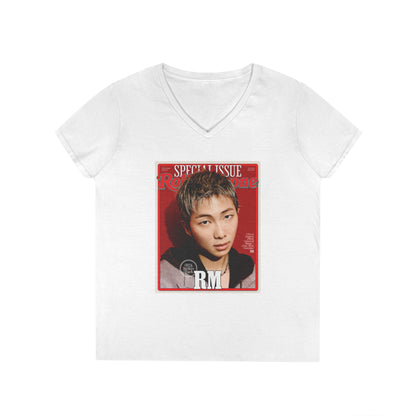 BTS RM Deep V - Neck Tee - Tshirt with Rolling Stones Cover Graphic & BTS Members Names on Back - 6 Sizes - Beyond The Shoppe