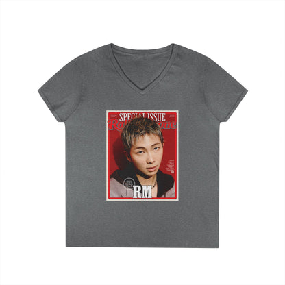 BTS RM Deep V - Neck Tee - Tshirt with Rolling Stones Cover Graphic & BTS Members Names on Back - 6 Sizes - Beyond The Shoppe