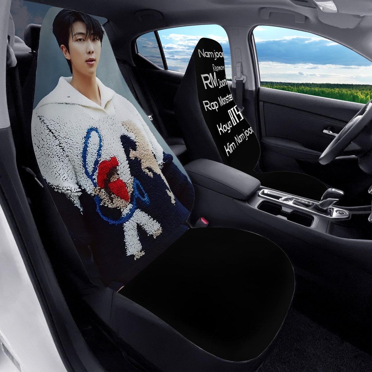 BTS RM - Namjoon Car Seat Microfiber Covers - Set of 2 - BTS car seat covers - bangtan army car accessories - ARMY gift - Beyond The Shoppe