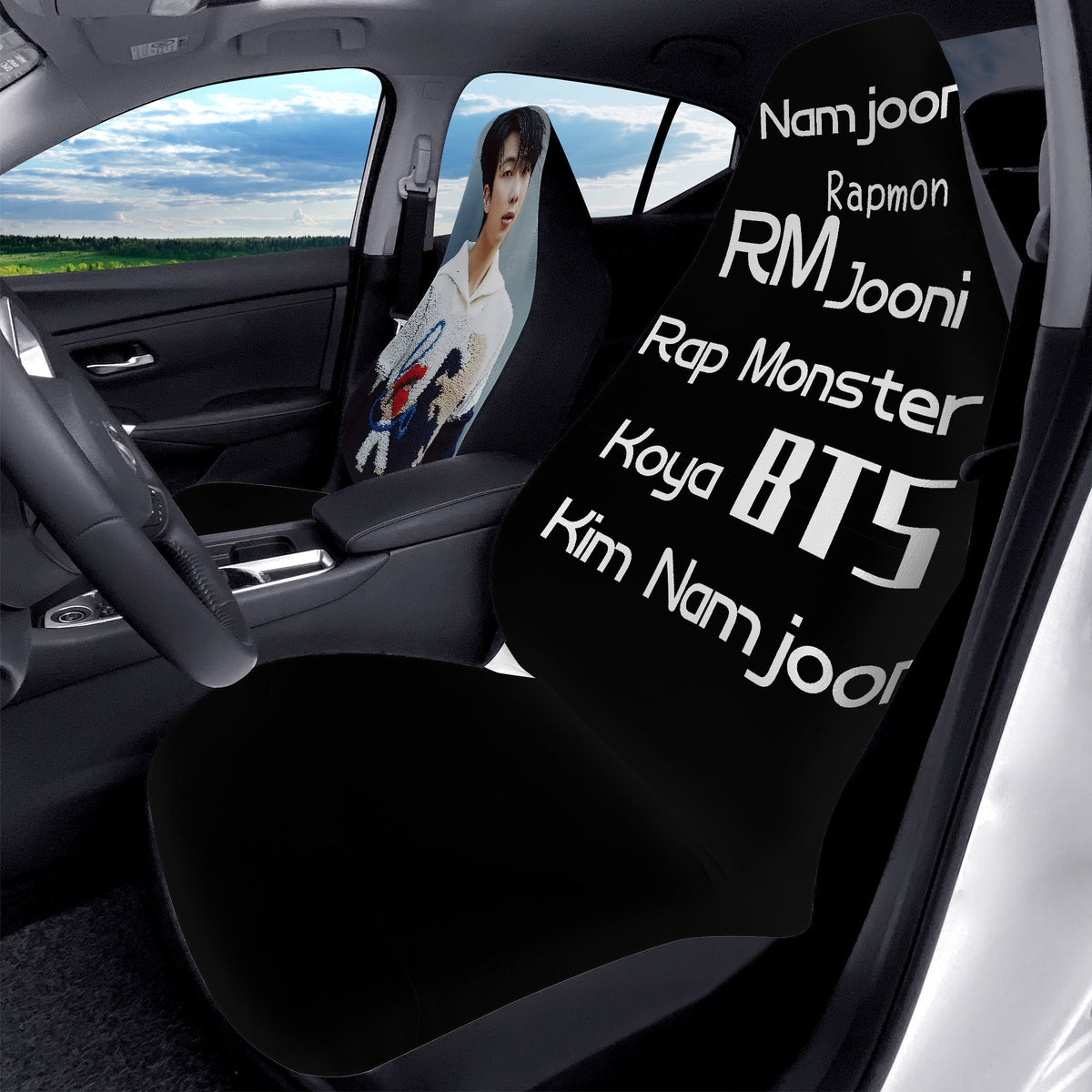 BTS RM - Namjoon Car Seat Microfiber Covers - Set of 2 - BTS car seat covers - bangtan army car accessories - ARMY gift - Beyond The Shoppe