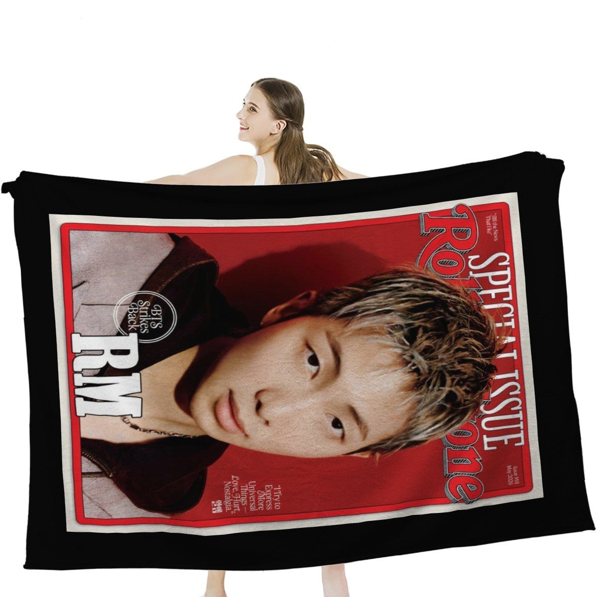 BTS RM Rollling Stone Magazine cover Flannel Breathable Blanket 4 Sizes! Blanket Throw - Beyond The Shoppe