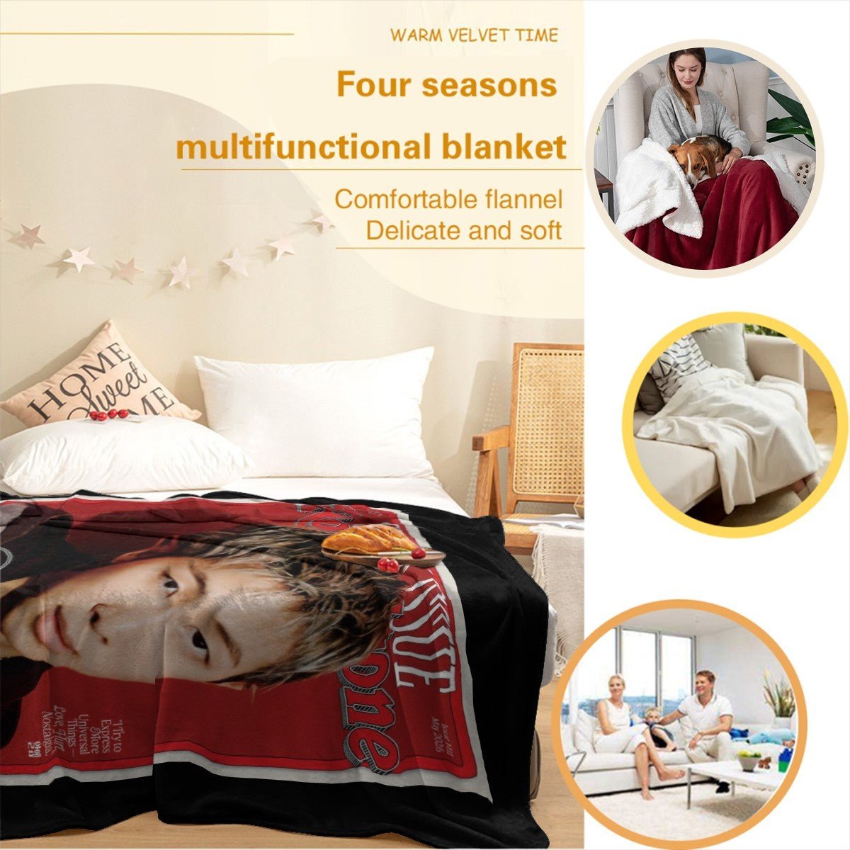 BTS RM Rollling Stone Magazine cover Flannel Breathable Blanket 4 Sizes! Blanket Throw - Beyond The Shoppe