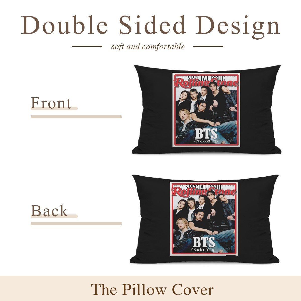 BTS Rolling Stone Magazine Cover themed Pillow sham - double sided pillow case - Pillowcase! Great KPOP Gift! - Beyond The Shoppe