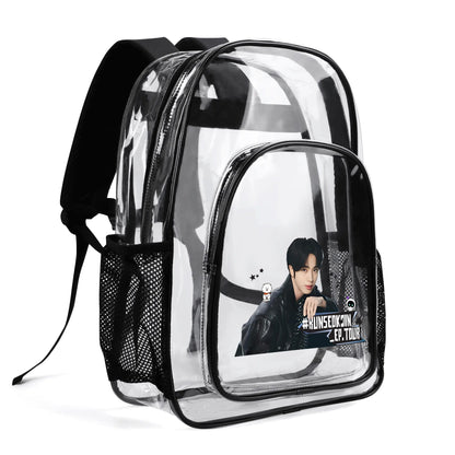 BTS RunSeokJin Jin Concert Tour Backpack - Double layer 17 Inch Clear Bag PVC See Through Transparent School Backpack - Beyond The Shoppe
