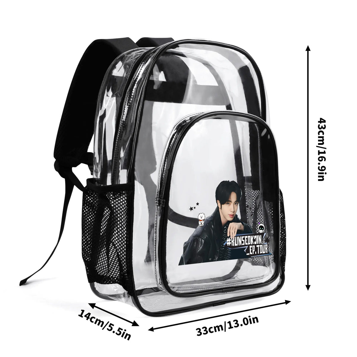 BTS RunSeokJin Jin Concert Tour Backpack - Double layer 17 Inch Clear Bag PVC See Through Transparent School Backpack - Beyond The Shoppe