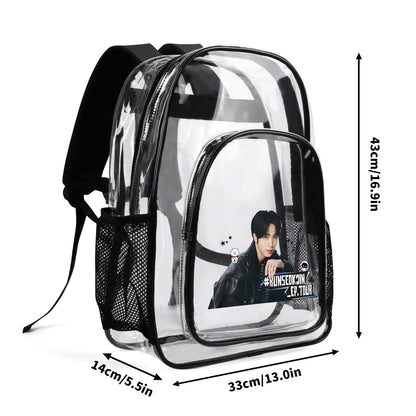 BTS RunSeokJin Jin Concert Tour Backpack - Double layer 17 Inch Clear Bag PVC See Through Transparent School Backpack - Beyond The Shoppe
