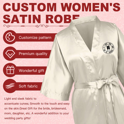BTS Silk - like Women's Robe - 3 color options - with BTS Logo & OT7 Names - Beyond The Shoppe