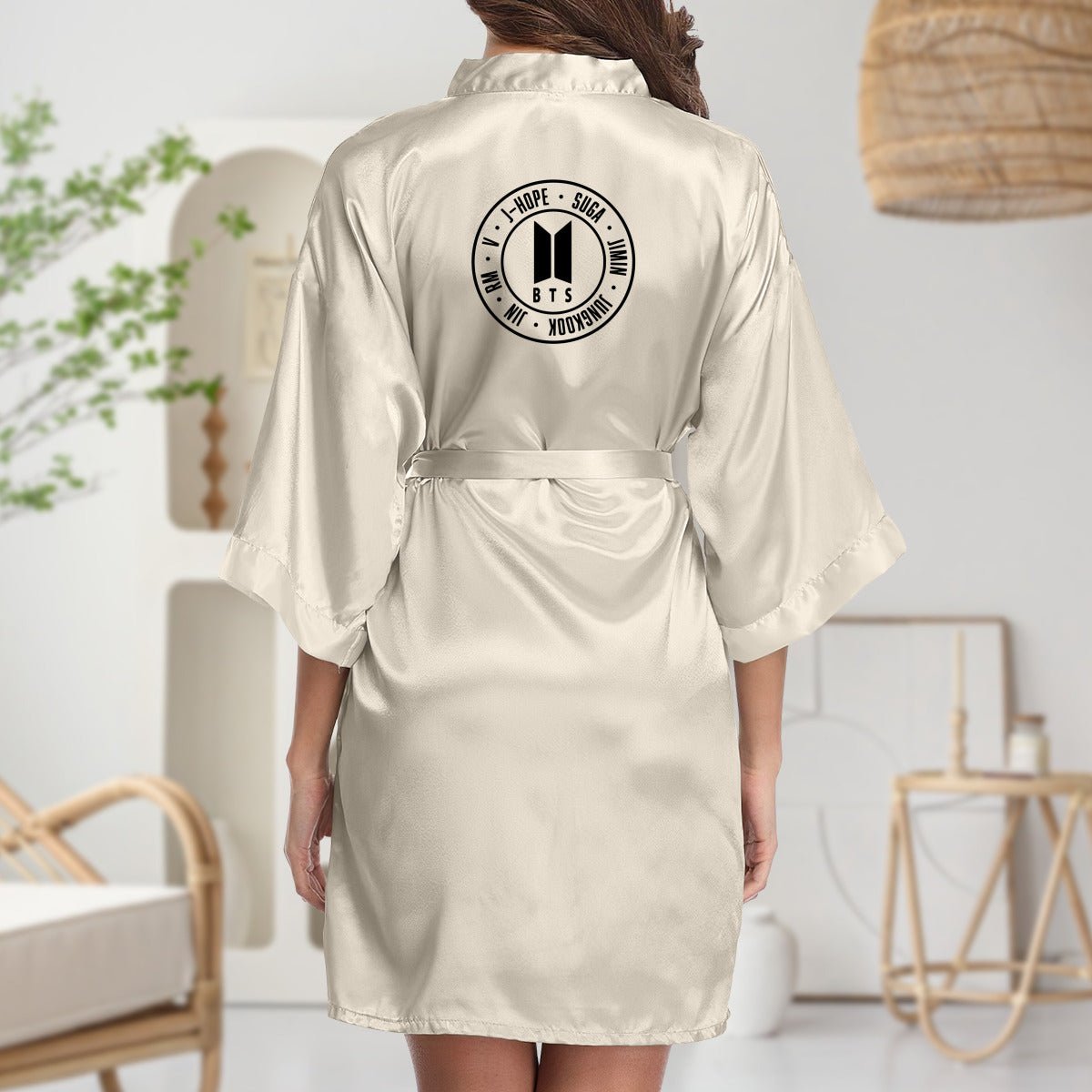 BTS Silk - like Women's Robe - 3 color options - with BTS Logo & OT7 Names - Beyond The Shoppe