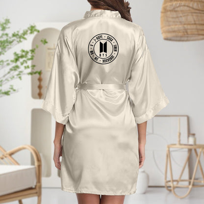 BTS Silk - like Women's Robe - 3 color options - with BTS Logo & OT7 Names - Beyond The Shoppe