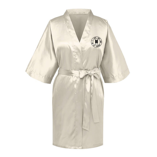 BTS Silk - like Women's Robe - 3 color options - with BTS Logo & OT7 Names - Beyond The Shoppe