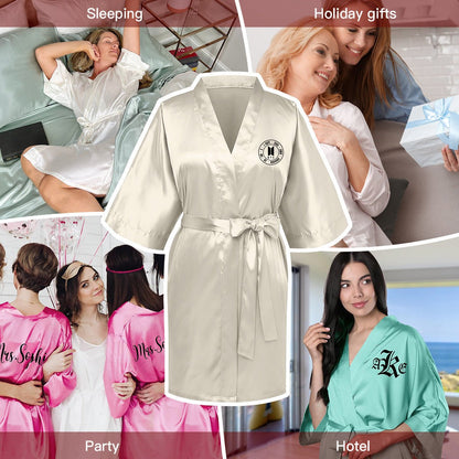 BTS Silk - like Women's Robe - 3 color options - with BTS Logo & OT7 Names - Beyond The Shoppe