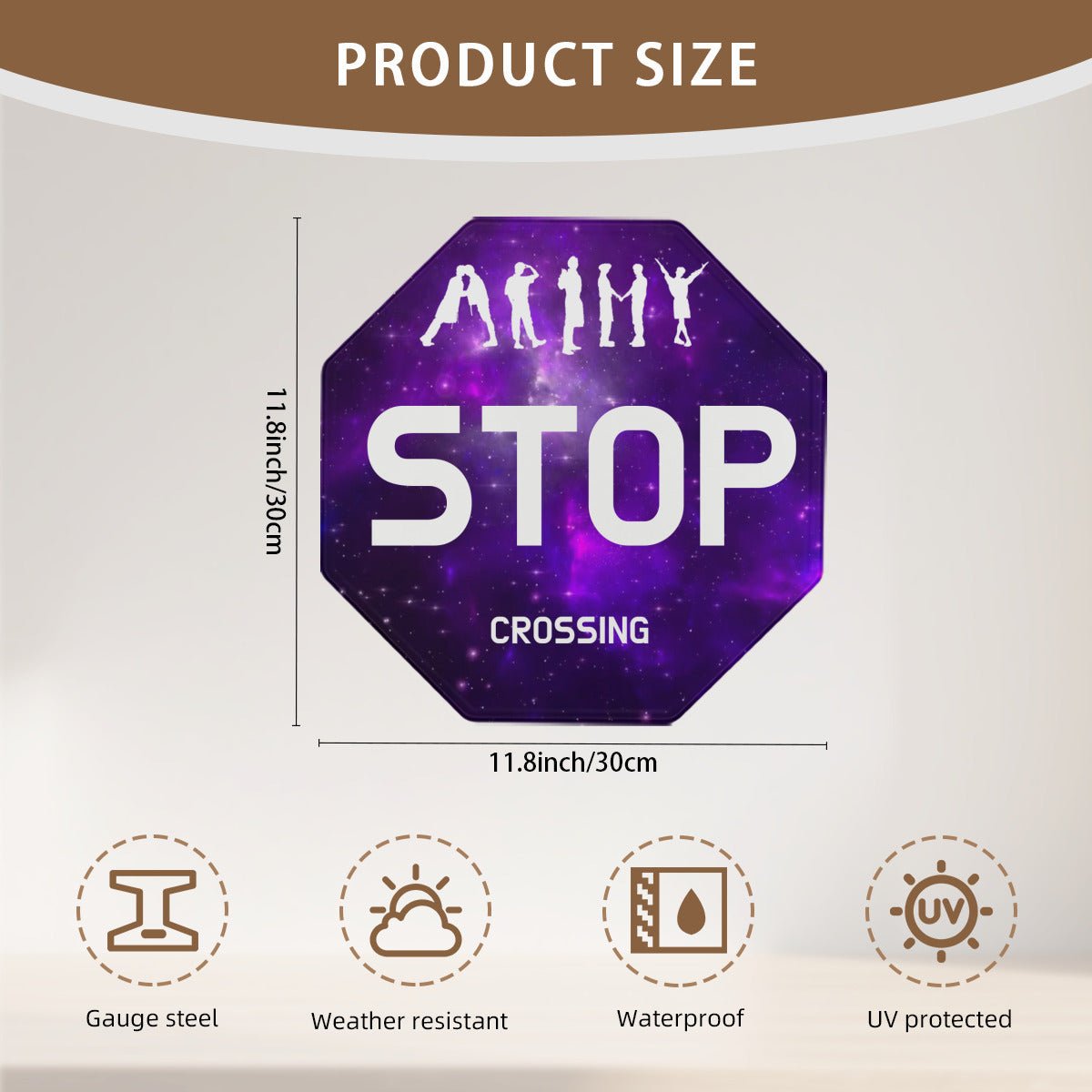 BTS “STOP ARMY Crossing” Octagonal Metal Sign - Beyond The Shoppe