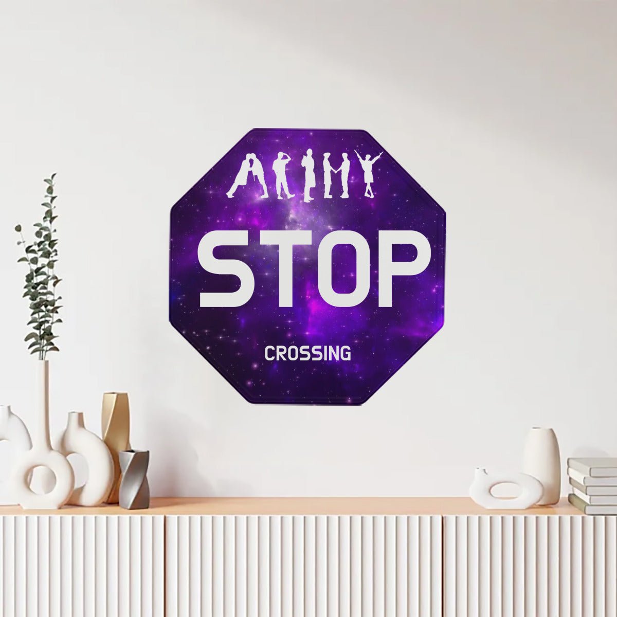 BTS “STOP ARMY Crossing” Octagonal Metal Sign - Beyond The Shoppe