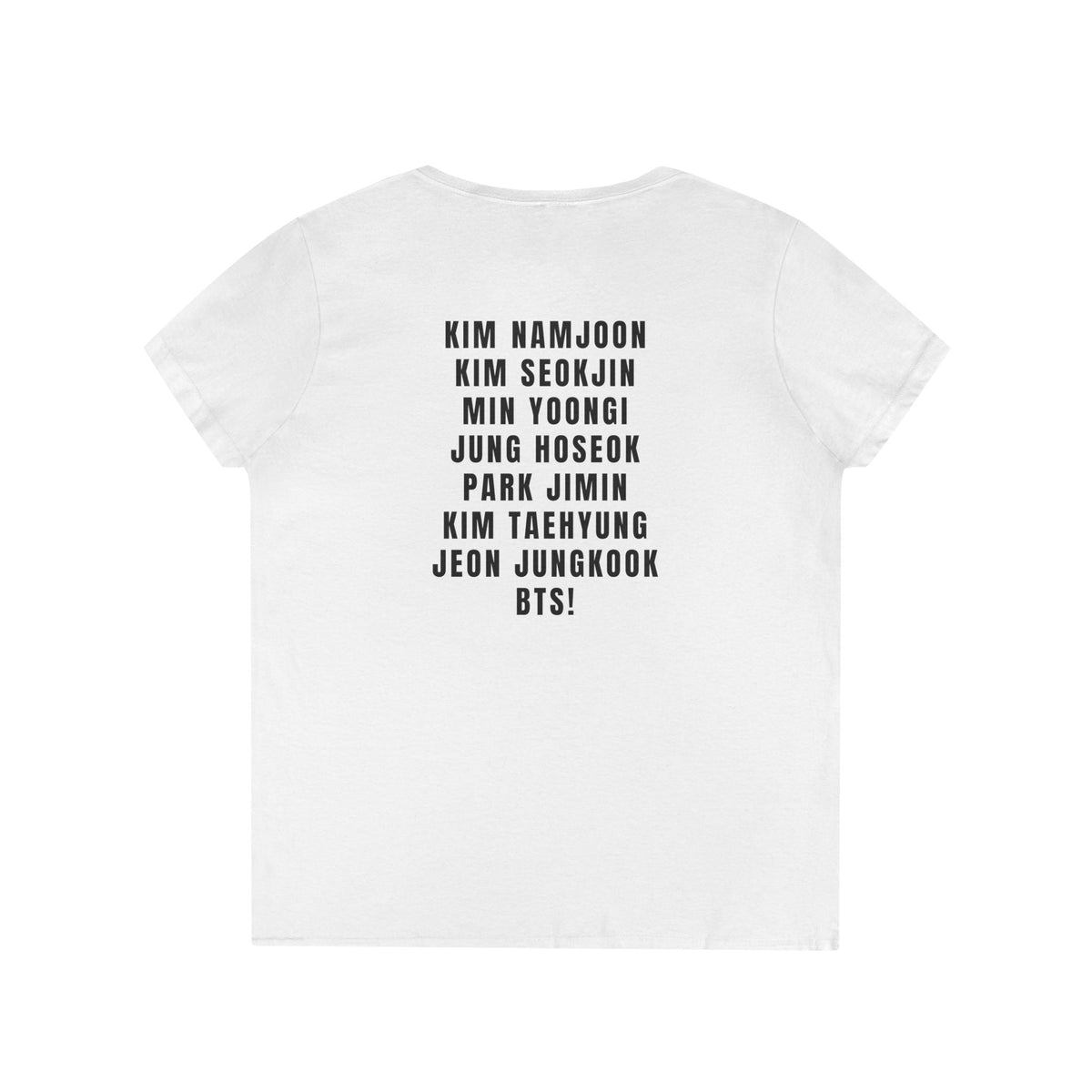 BTS Suga Deep V - Neck Tee - Tshirt with Rolling Stones Cover Graphic & BTS Members Names on Back - 6 Sizes - Beyond The Shoppe