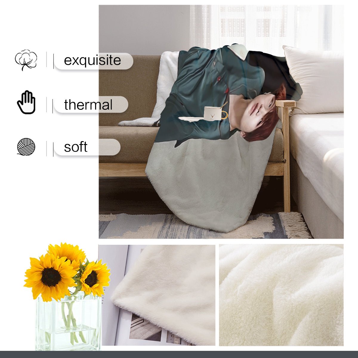 BTS Suga Life size "Sweet dreams" Flannel Breathable Blanket in 4 Sizes! bts Agust D bedroom, blanket, bts comforter, bts blanket - Beyond The Shoppe