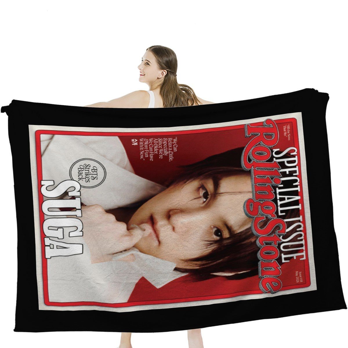 BTS Suga Rolling Stone Magazine Cover - Flannel Breathable Blanket 4 Sizes! Blanket Throw - Beyond The Shoppe