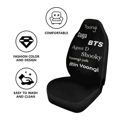 BTS Suga - Yoongi Car Seat Covers - Set of 2 - BTS Agust D car seat covers - bangtan army car accessories - bts car - Beyond The Shoppe