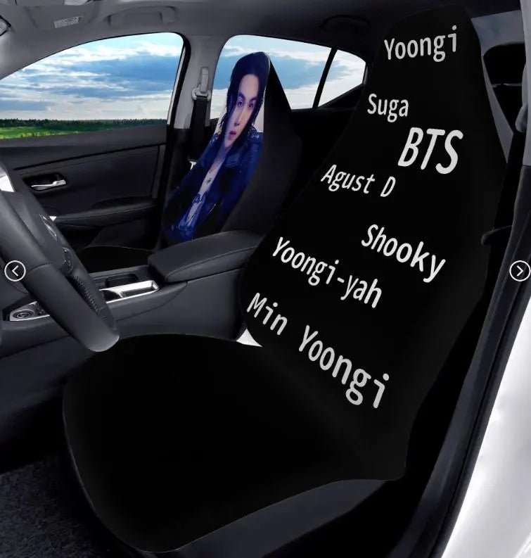 BTS Suga - Yoongi Car Seat Covers - Set of 2 - BTS Agust D car seat covers - bangtan army car accessories - bts car - Beyond The Shoppe